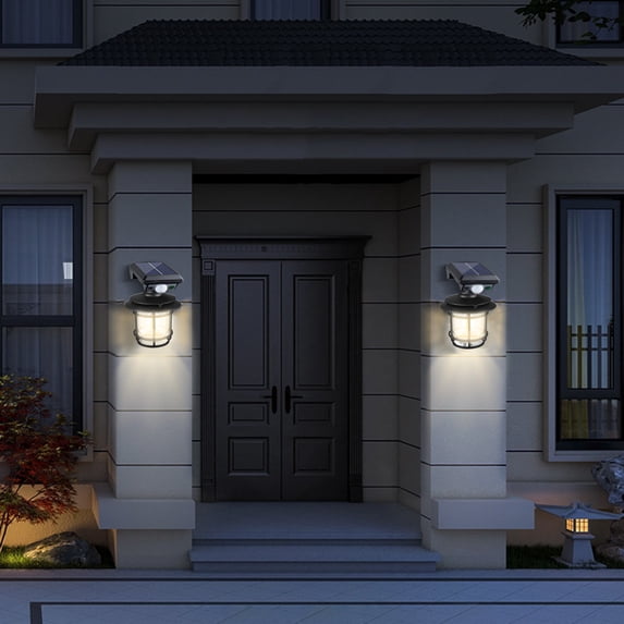 Solar Garden Light Outdoor Wall Lamp with Human Sensor Warm Light Waterproof for Patio Yard Fence Super Bright