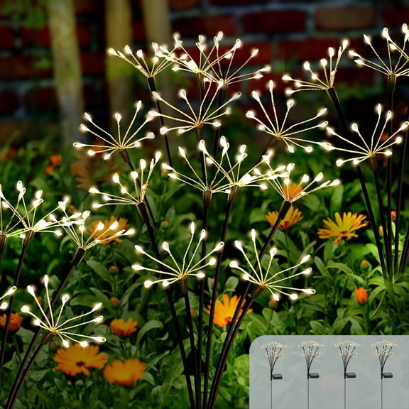 Solar Garden Light Outdoor Waterproof Firework Lights with LEDs Twinkling Fairy Lights for Garden Yard Pathway Decor