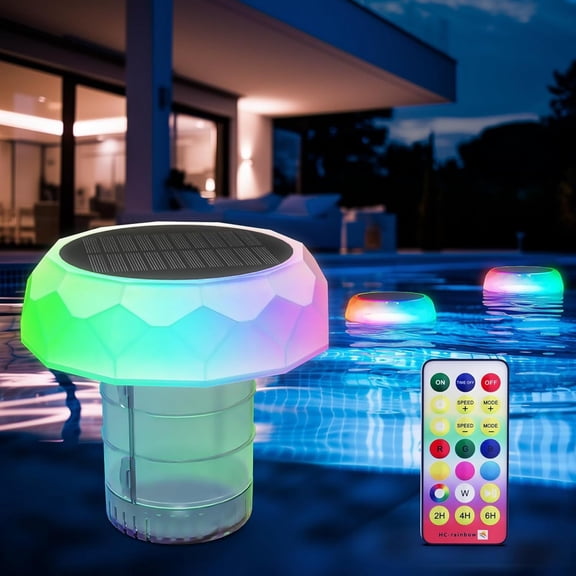 Solar Garden Light, Solar Outdoor Light, Pool Chlorine Floater with Color Changing Led Light, Remote Controlled Solar Submersible Light, Solar Landscape Lighting, 7X3X6.5 Inch 1