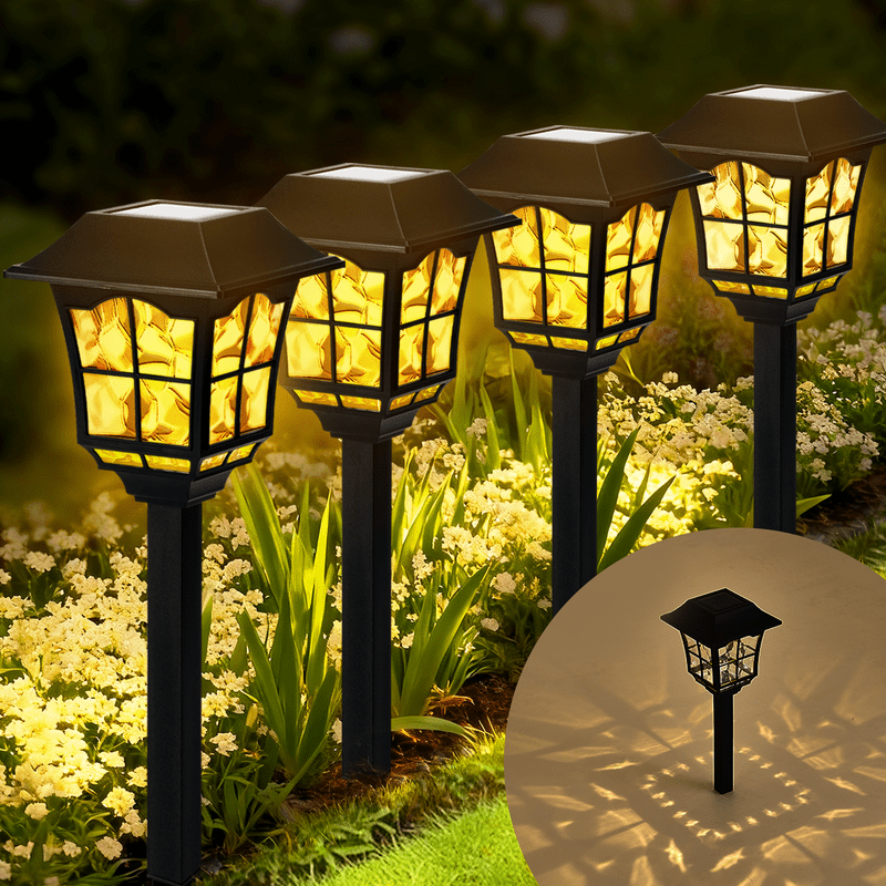 SUNLINKCO Solar Pathway Lights Outdoor 8 Pack Waterproof Solar Powered Garden Light, 3000K Warm White LED Path Landscape Lighting, Auto On/Off, Outside Decor Lights for Yard, Walkway, Driveway, Lawn
