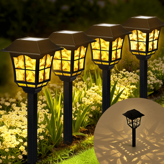 SUNLINKCO Solar Pathway Lights Outdoor 8 Pack Waterproof Solar Powered Garden Light, 3000K Warm White LED Path Landscape Lighting, Auto On/Off, Outside Decor Lights for Yard, Walkway, Driveway, Lawn