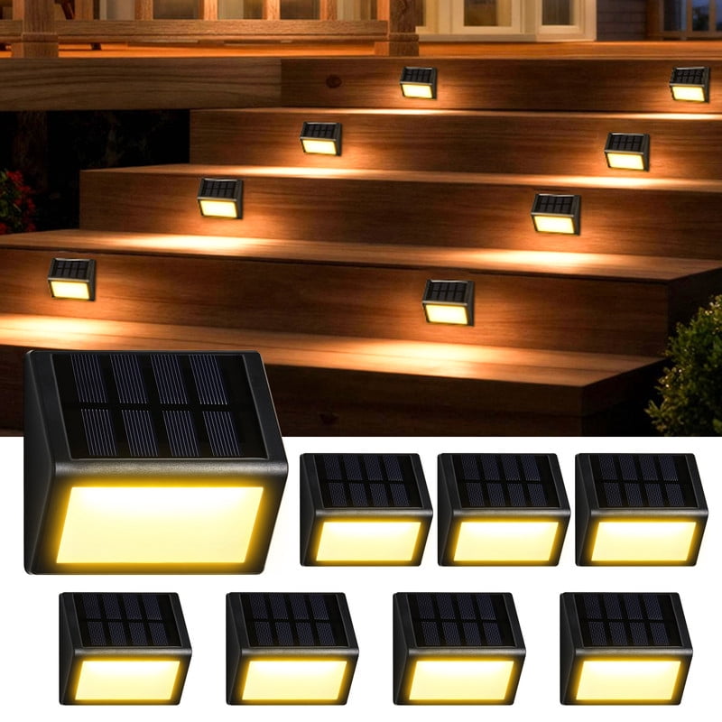 SUNLINKCO Solar Garden Light with Waterproof Design 8 Pack , Outdoor Pathway Light Step Lights, 3000K Warm White Light Auto On/Off, Fence, Patio, Wall, Walkway, Porch, Yard