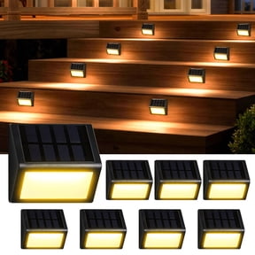 SUNLINKCO Solar Garden Light with Waterproof Design 8 Pack , Outdoor Pathway Light Step Lights, 3000K Warm White Light Auto On/Off, Fence, Patio, Wall, Walkway, Porch, Yard