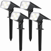 SUNLINKCO Solar Spot Lights Outdoor, 4 Pack Waterproof Solar Powered Garden Lights, 59 LED 4 Lighting Modes, 6500K Daylight, 2-in-1 Auto On/Off Wall Light, Outside Landscape Lighting for Yard Pathway