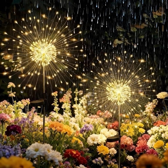 Solar Garden Lights, 2 Pack 200 LED Garden Decor Outdoor Lights, Solar Garden Lights Outdoor Waterproof-with 8 Light Modes, Solar Powered for Garden, Pathway, Patio, Yard, Flowerbed Decor Colorful