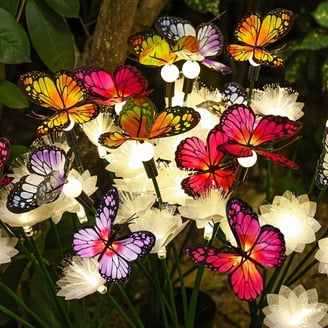 Flumy Solar Butterfly Flower Garden Stake Lights - Waterproof LED Outdoor Decor, Gifts For Garden Lovers