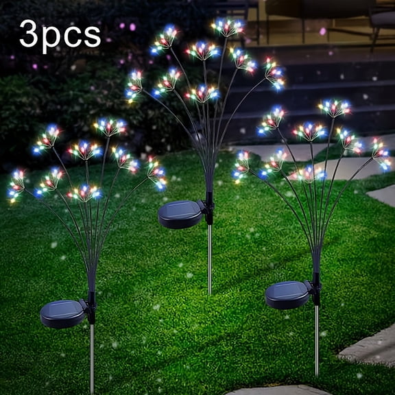 Solar Garden Lights 3 Pack Waterproof Solar Swaying Starburst Light Outdoor Lights for Yard Patio Walkway Pathway Party Wedding Christmas Decorative