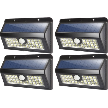 Solar Garden Lights 45 Bright LEDs Outdoor Motion Sensor Lights Waterproof and Wireless for Garden Path, Backyard Lighting, Motion Security Lights, Driveway, Stairs, Fence, Deck - Set of 4