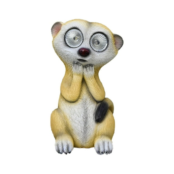 Solar Garden Lights under $5! Yrmaups Solar Powered Meerkat Statue, Resin Garden Decor with LED Light, Outdoor Animal Ornament for Patio, Yard, Pathway, Home, Landscape, Night Lighting