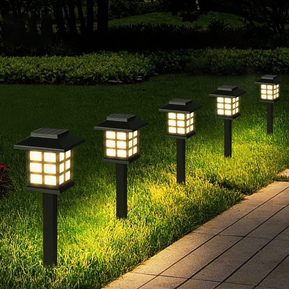 Solar Garden Lights, 6 Pcs Solar Garden Lights, IP65 Waterproof Auto On/Off Solar Lights, Driveway, Lawn