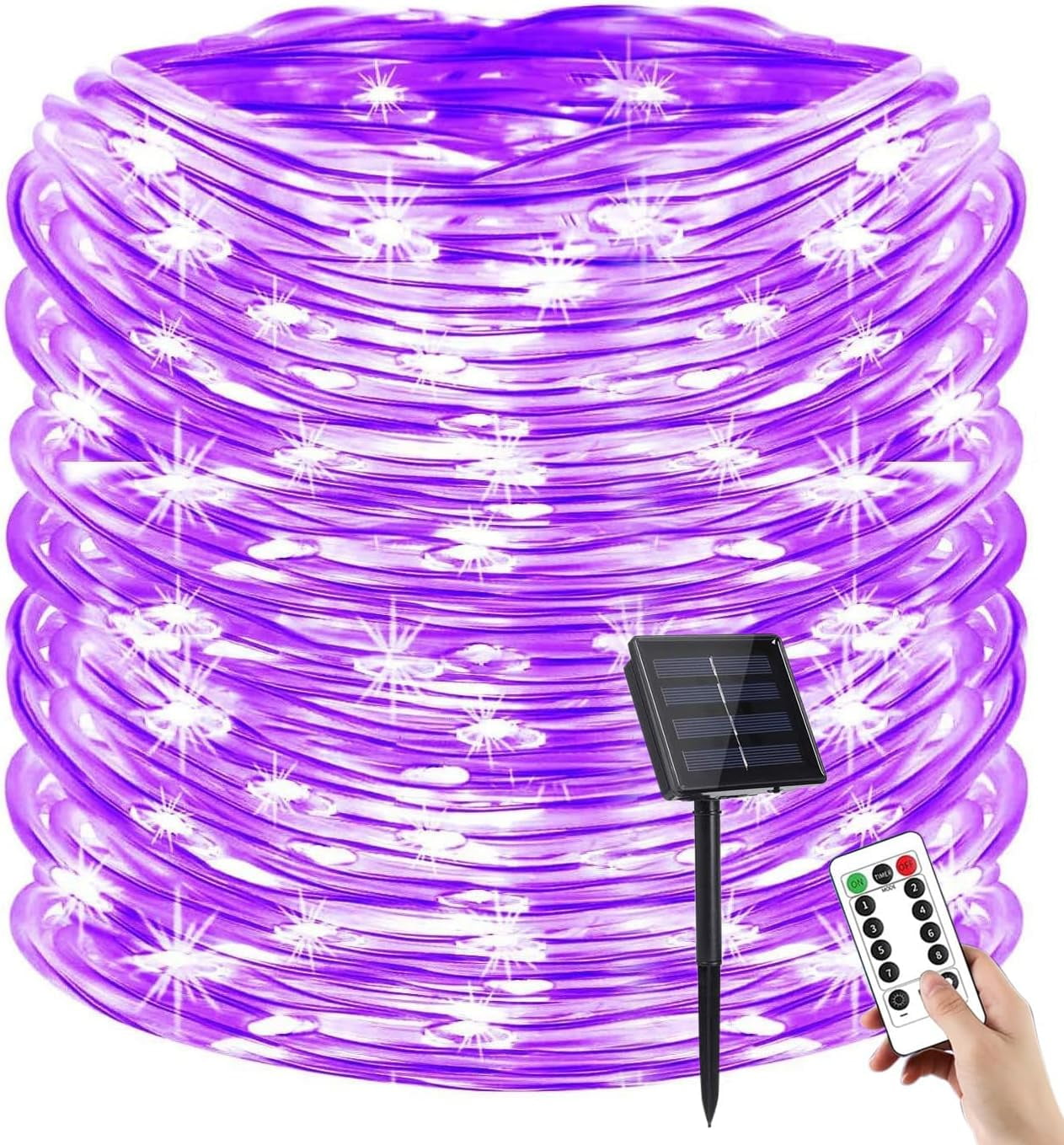 Solar Garden Lights, 600 LEDs 104ft Solar Rope Lights Waterproof Outdoor Copper Wire, 8Lighting Modes Outdoor Garden for Patio, Fence, Wedding Decor