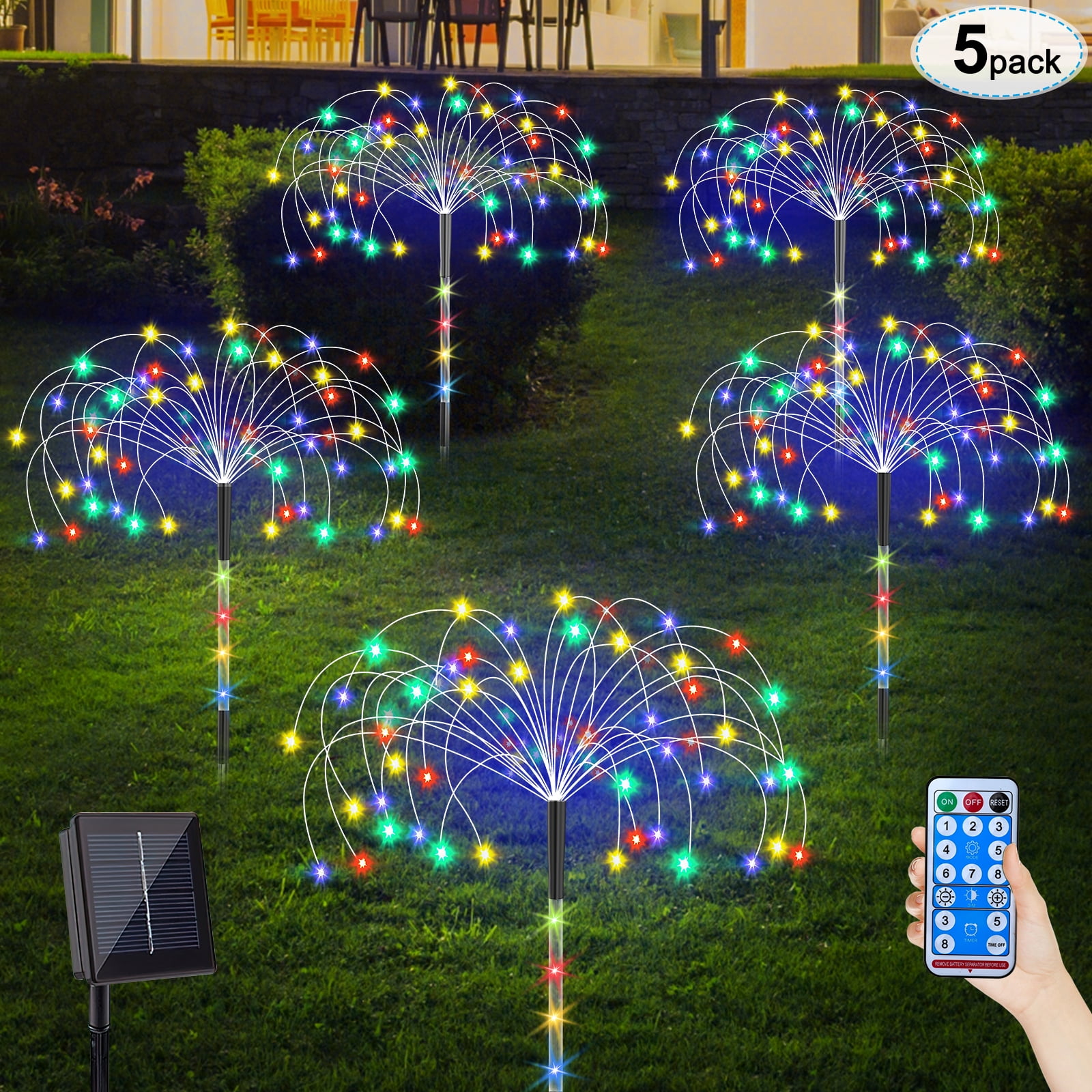 Solar Garden Lights, 8 Modes Solar Firework Lights, DIY Outdoor Solar