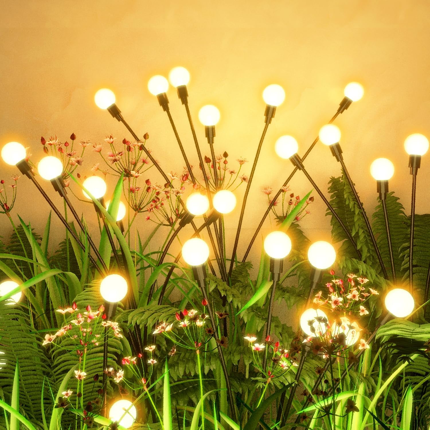 Solar Garden Lights, 8 Pack 64 LED Waterproof Solar Christams Outdoor Lights Decoration, Upgraded Outdoor Solar Lights for Yard Patio Garden Decor, Warm White