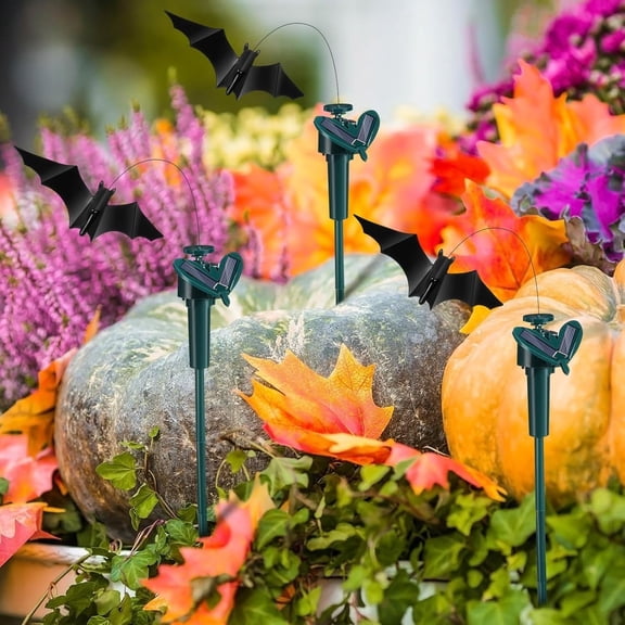 Solar Garden Lights Bat Wing Silhouette Black Rod Stone Base Creative Courtyard Landscape Lamp Festive Patio Outdoorway Ambience