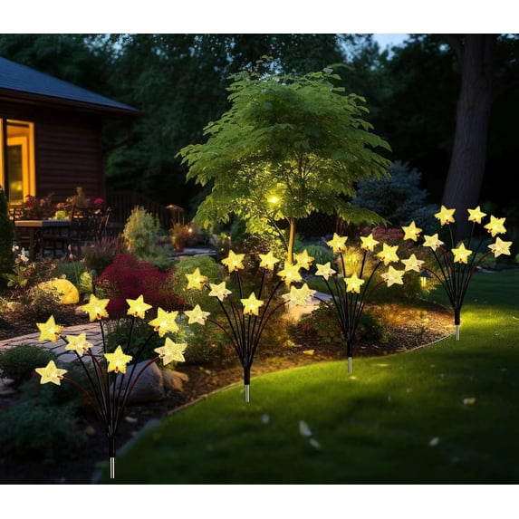 Solar Garden Lights, Christmas Pathway Lights, Outdoor Decorations Lights, Solar Swaying Lights, Firefly Lights for Patio Pathway Outdoor Decor, Big Bulb Solar Swaying Lights(4pack Snowflake)