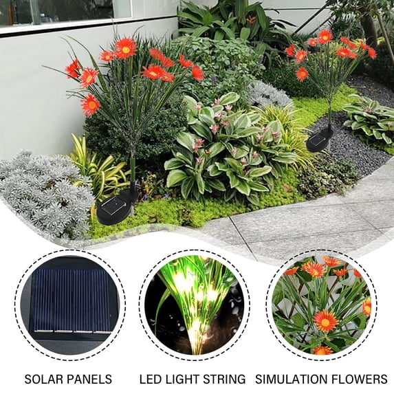 Solar Garden Lights, LED Daisies, Outdoor Decorative Lighting, 42-Count