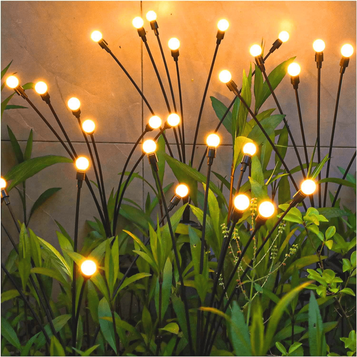 Solar Garden Lights - New Upgraded Solar Swaying Light, Sway by Wind, Solar Outdoor Lights, Yard Patio Pathway Decoration, High Flexibility Iron Wire & Heavy Bulb Base, Warm White(4 Pack)