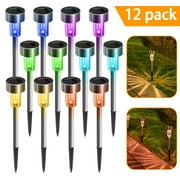 Solar Garden Lights Outdoor 12 Pack, LED Solar Powered Pathway Lights, Stainless Steel Landscape Lighting for Lawn, Patio, Yard, Walkway, Driveway Color