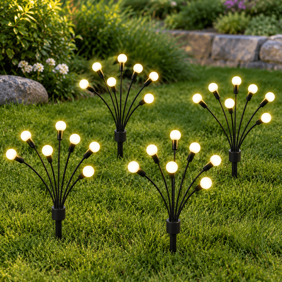 Fire Fly Packing Solar Garden Lights Outdoor 6 Pack 48 Led Firefly Waterproof Sway By ...