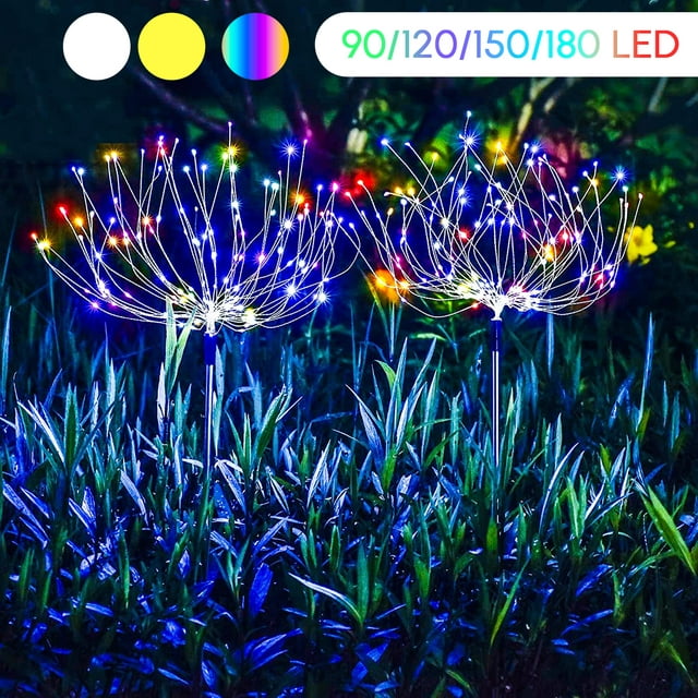 Solar Garden Lights Outdoor, 90 LED Art Firework Lights 2 Pack ...