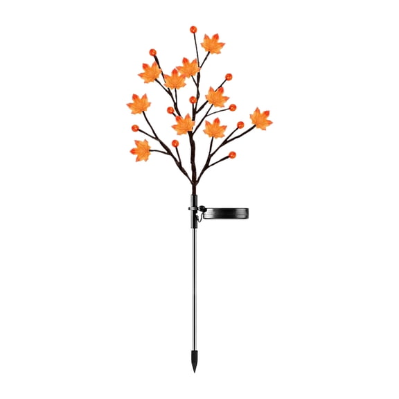 Solar Garden Lights Outdoor, Autumn Thanksgiving Decorations with Maple Leaf & Pumpkin Design, Ground Stake Decorative Lights for Yard Path Garden