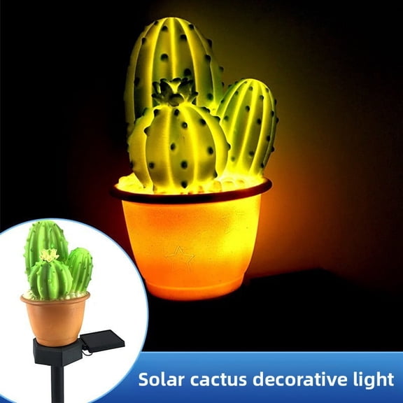 Solar Garden Lights Outdoor, Cactus Stake Lights with Auto On/Off, Waterproof Solar Powered Lawn Lights for Pathway, Patio, Yard Decor, Warm White LED, Easy Plug-in Design
