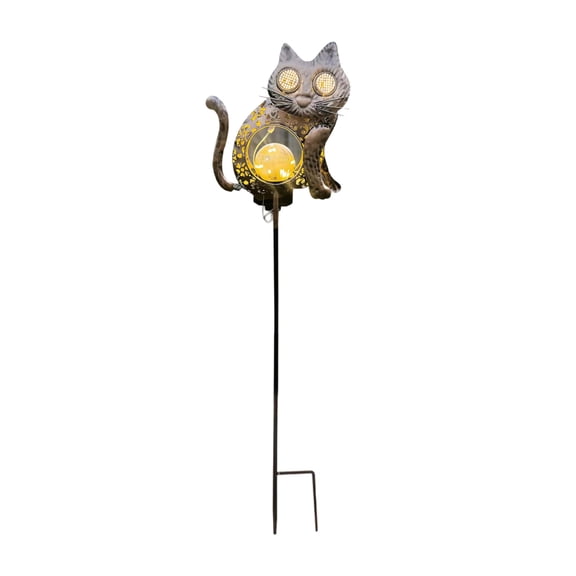 Solar Garden Lights Outdoor Cat Shaped Design Solar Powered LED Pathway Lamp Landscape Decorative Holiday Atmosphere Lighting for Yard Patio Lawn Decoration 83*15cm,1PC