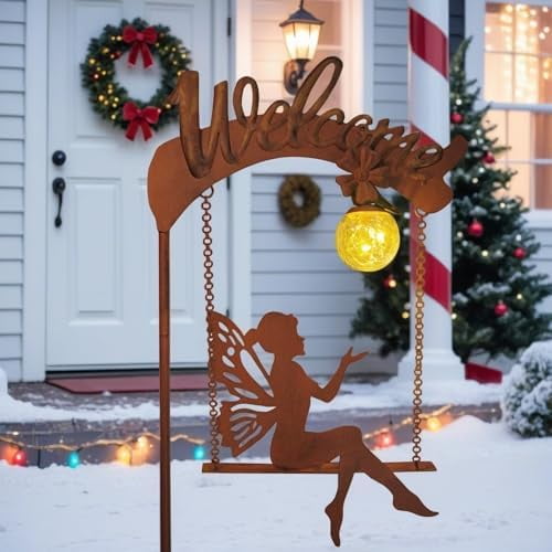 Solar Garden Lights Outdoor Decor, Solar Fairy Lights Outdoor Moon Decor, Housewarming Ornaments for Patio, Lawn, Yard, Pathway - Unique Gardening Gifts for Women Mom Grandma