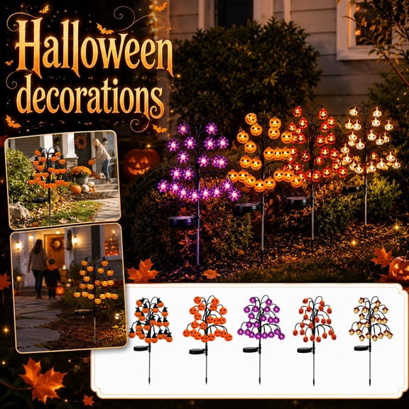 Solar Garden Lights Outdoor, Persimmon Tree Stake Light, 25.6 Inch Harvest Decor, Waterproof Auto On/Off LED Landscape Lighting for Yard Lawn Pathway Thanksgiving Christmas Ornament