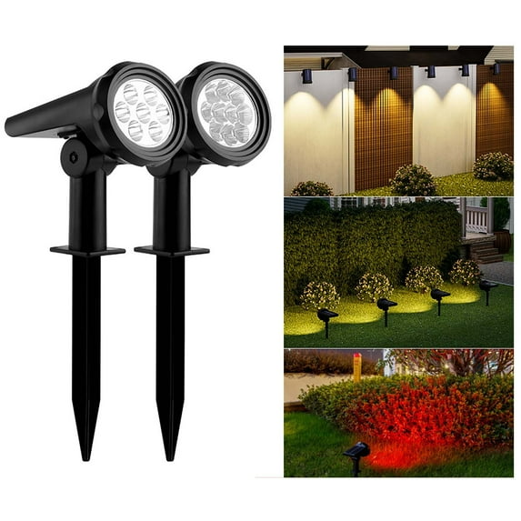 Solar Garden Lights, Outdoor Spotlights, Floor Mounted Landscape Lighting, 7 Led Solar Powered, 3 Level Warm Light, Waterproof Design for Garden Path, Courtyard Decor, Tree Uplighting, by Ihhxbz