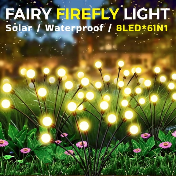 Slssqhz Solar Garden Lights Outdoor Upgraded Fairy Firefly Lights Waterproof Lights for Patio Pathway Decor