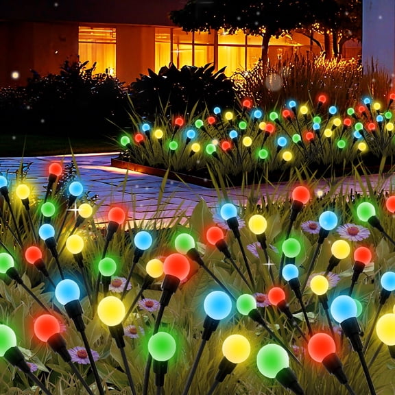TopZoo Solar Garden Stake Lights Outdoor Waterproof, 12 Pack/2 Modes Swaying Firefly Lights for Garden Decor, Yard, Patio, Pathway, Party, Christmas Decoration, Multicolor 96 LED