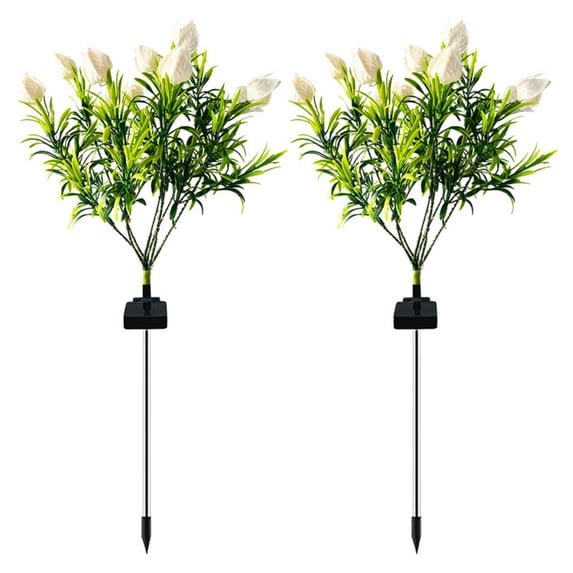 Solar Garden Lights Outdoor Waterproof, 2 Pack LED Solar Flower Lights Decorative Garden Décor Outside for Flower Pathway Lawn Light Party Decorations, Multicolor