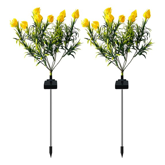 Solar Garden Lights Outdoor Waterproof, 2 Pack LED Solar Flower Lights Decorative Garden Décor Outside for Flower Pathway Lawn Light Party Decorations, Multicolor