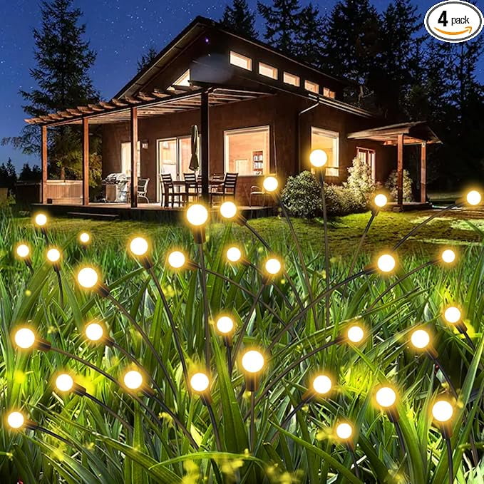 Warm White Solar LED Firefly Garden Lights Multipack