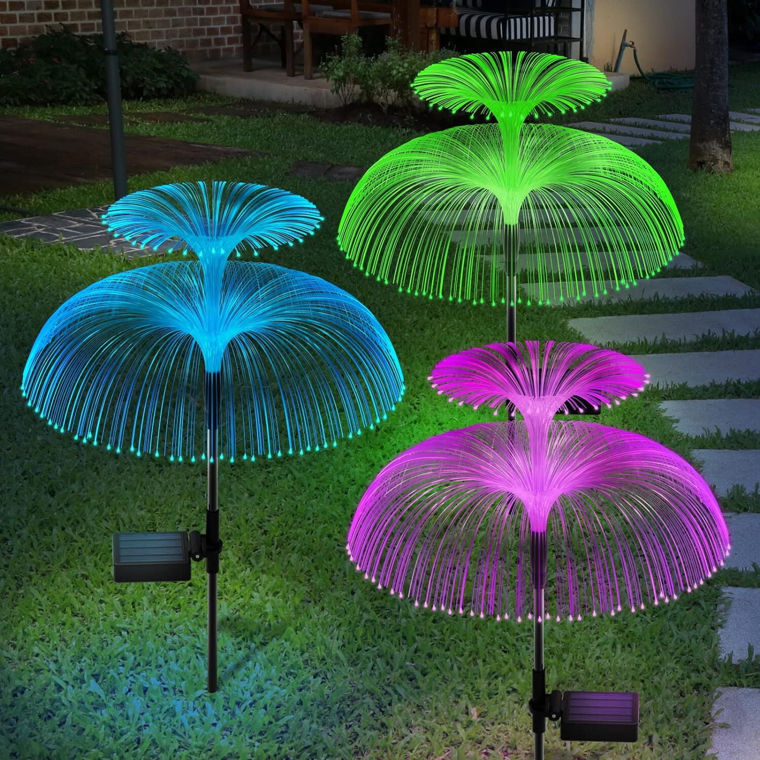 Solar Garden Lights Outdoor Waterproof, 7 Color Changing Double