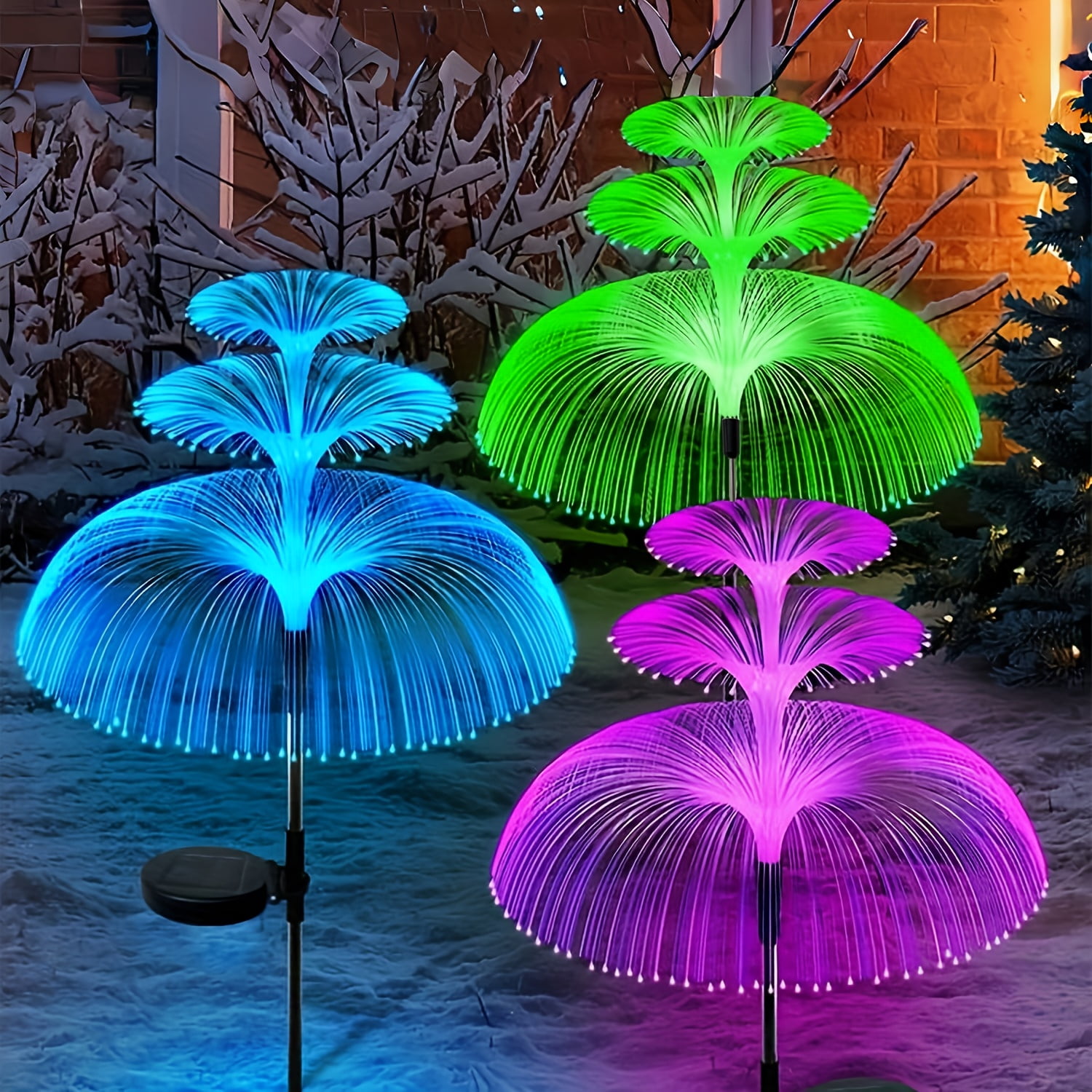Solar Garden Lights Outdoor Waterproof 7-Color Changing LED Jellyfish Lights with Solar Power, Light Sensor and Waterproof Design for Garden, Yard and Patio Decorative (2 Pcs)