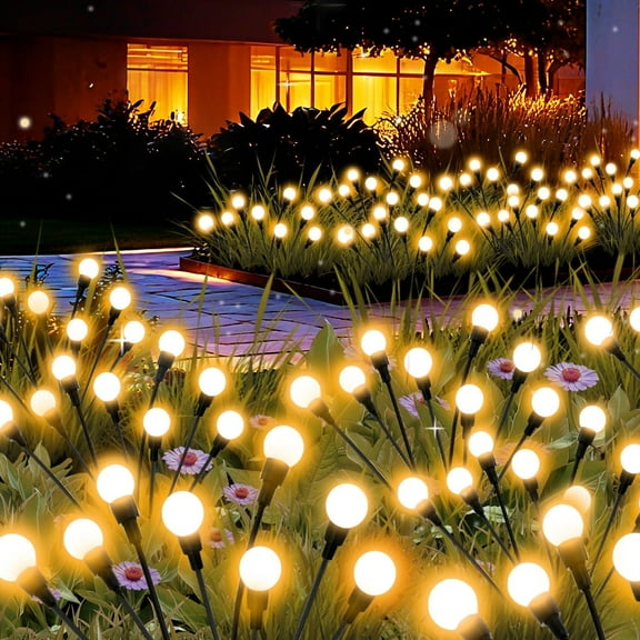 TopZoo Solar Garden Stake Lights Outdoor Waterproof, 8 Pack/2 Modes Swaying Firefly Lights for Garden Decor, Yard, Patio, Pathway, Party, Christmas Decoration, Warm White 64 LED