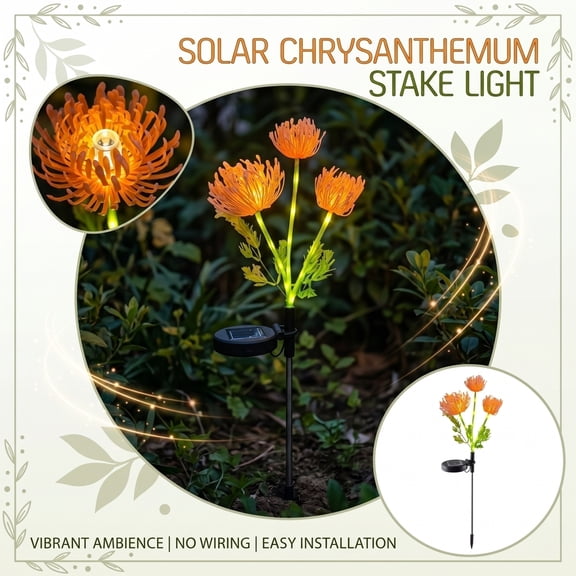 Solar Garden Lights Outdoor Waterproof Artificial Orange Flower Landscape Lighting Lawn Pathway Stake Lights
