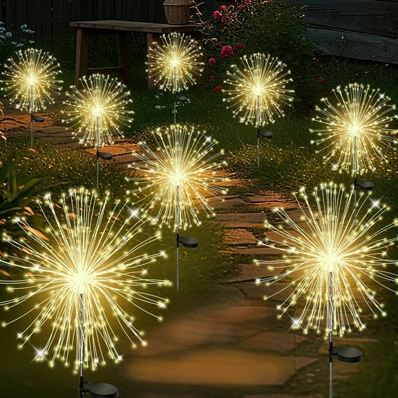 RICAN Solar Garden Lights Outdoor Decorative, 8 Pack Firework Garden Stake Lights Solar Powered, DIY Bendable Copper Wire Waterproof for Garden, Yard, Patio, Flower Bed, Chiristmas Decor
