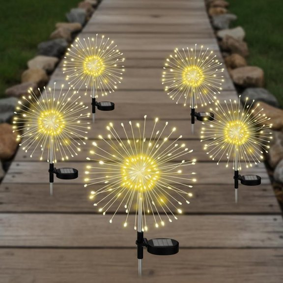 Solar Garden Lights Outdoor Waterproof LED Fireworks Lights Solar Powered Sparkles Landscape Fairy Light Outside Decorations Light for Yard Patio Pathway Lawn Walkway Decor