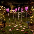thumbnail image 1 of Solar Garden Lights - Set of 6 LED Ground Socket Lights（ 2 Heart,4 Letters）, 19in Auto-On Valentine's Day Outdoor Decor, IP55 Waterproof, 1 of 9