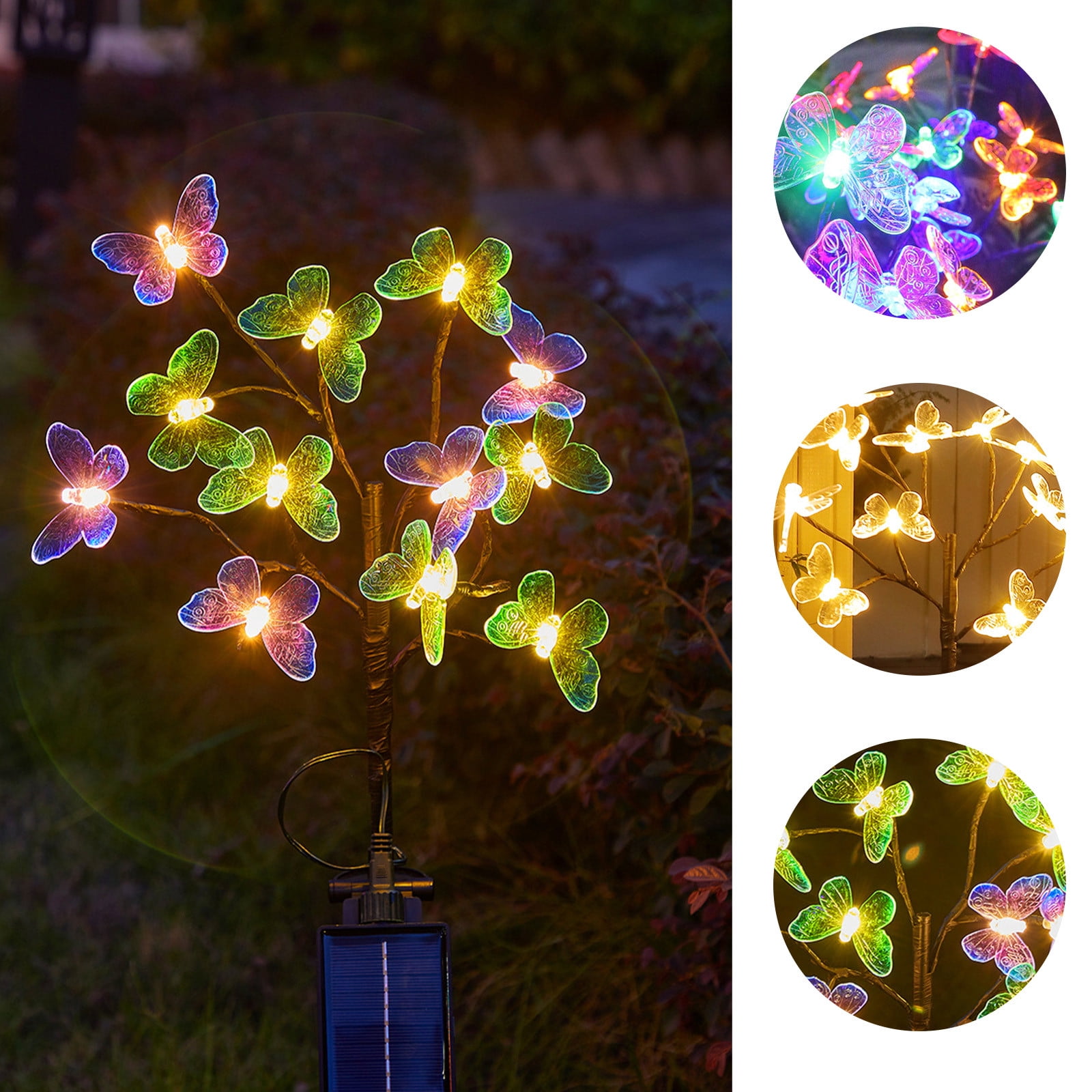 Solar Garden Lights - Solar Butterfly Lights Outdoor Decorations Multi-Color Changing LED Waterproof Stake Lights For Garden Yard Pathway Patio & Lawn Gifts for Mother's Day Mom Women