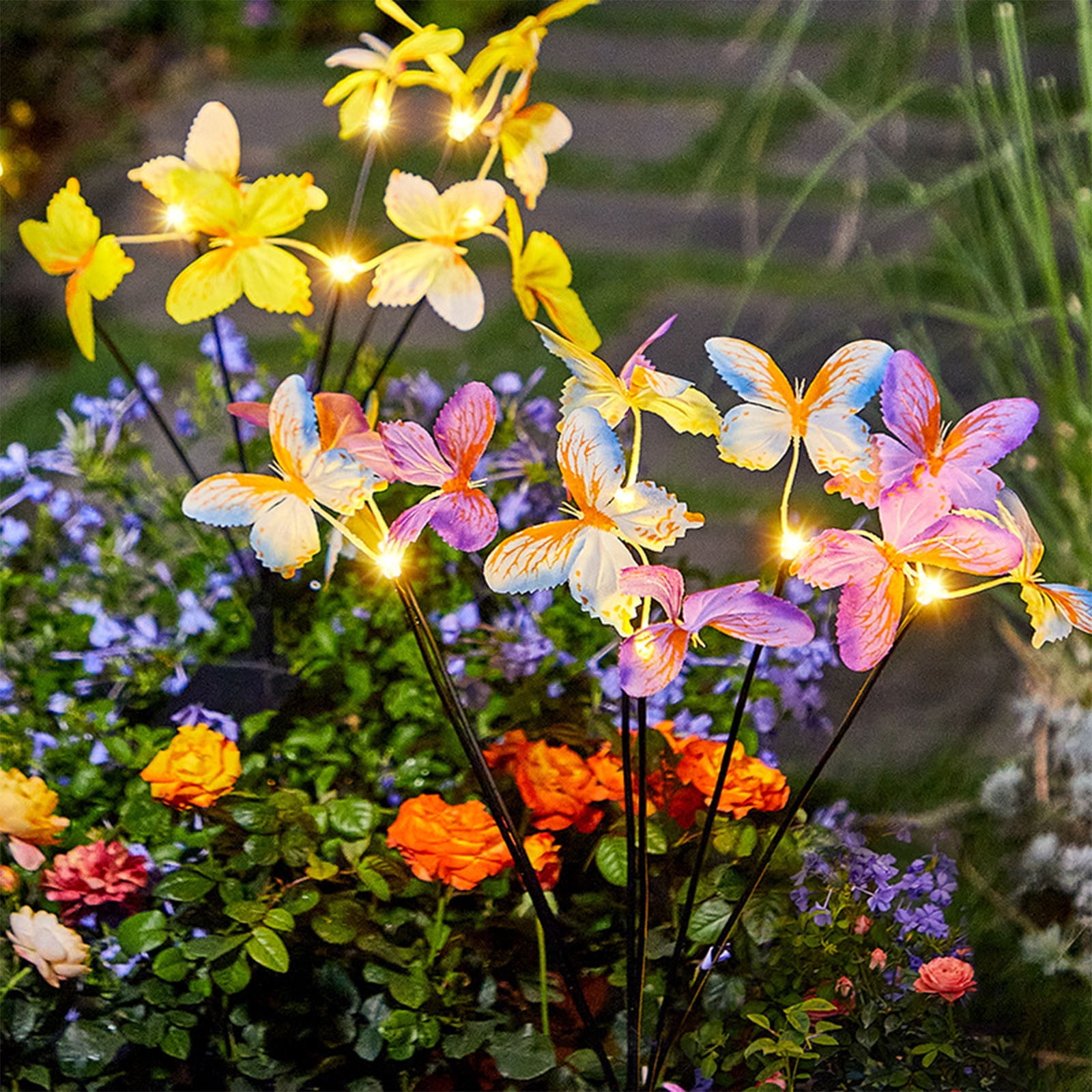 Solar Garden Lights - Solar Butterfly Lights Outdoor Decorations Multi-Color Changing LED Waterproof Stake Lights For Garden Yard Pathway Patio & Lawn Gifts for Mother's Day Mom Women