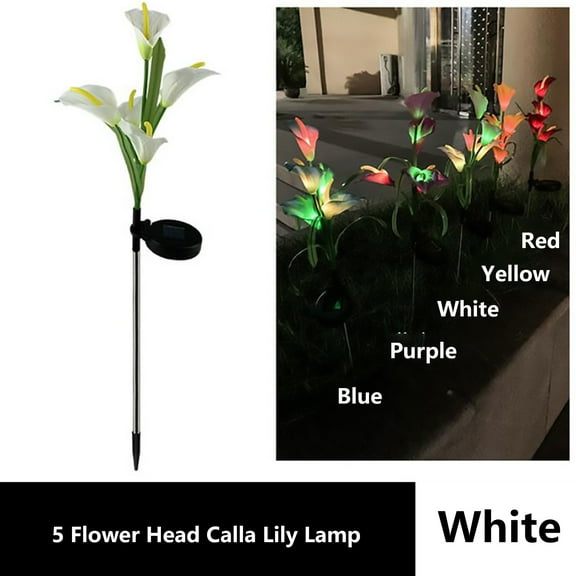 Solar Garden Lights, Solar Calla Lily Flower Lights, Upgraded Version with Glowing Stems, Color Changing Solar Lights Outdoor for Garden Decoration, Yard Decor and Gift for Mother