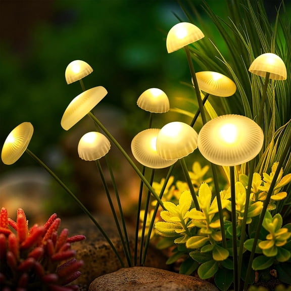 Solar Garden Lights, Solar Fairy Lights for Outside, Swaying Mushroom Lights Outdoor Decorative, Waterproof Light Decor for Yard,Lawn,Patio,Pathway Decoration(Warm White)