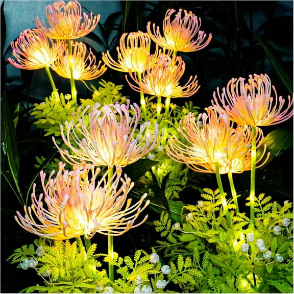 Solar Garden Lights, Solar Flowers Lights with Glowing Flowers & Stems, Upgraded Solar Panel, Outdoor Lights for Garden Decoration,Yard Decor and Gift for Mother (1/2/4 Pack)