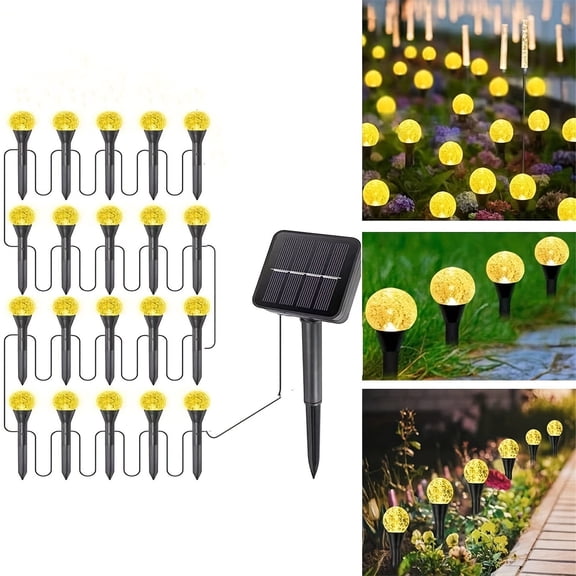 Solar Garden Lights Solar Stake Lights Outdoor Bubble Ball String Lights, Warm LED Garden Lamp for Yard Walkway Patio Decor with 20 LEDs