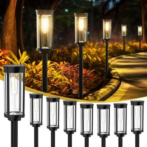 Solar Garden Lights Stake,Waterproof Solar Lights Outdoor with Metal & Glass Design,Long-Lasting Landscape Lighting With Auto On/Off Function,Light Up For 12-14Hrs,Lawn Patio Walkway Decor