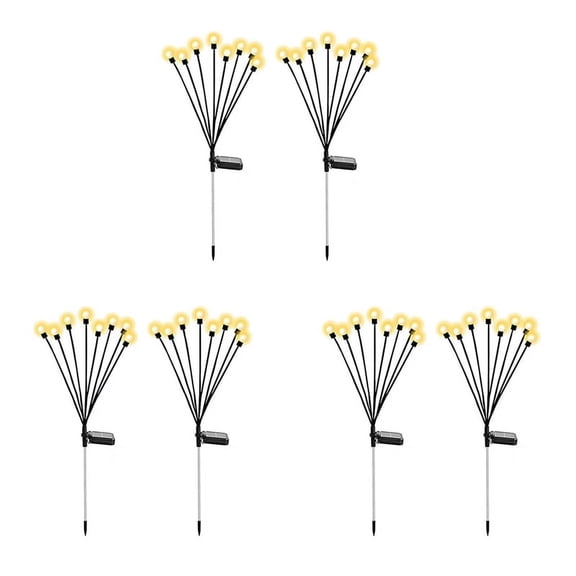 Solar Garden Lights, Upgraded 8LED Firefly Lights Solar Outdoor Waterproof, Swaying Lights Decoration, Warm White 6PCS